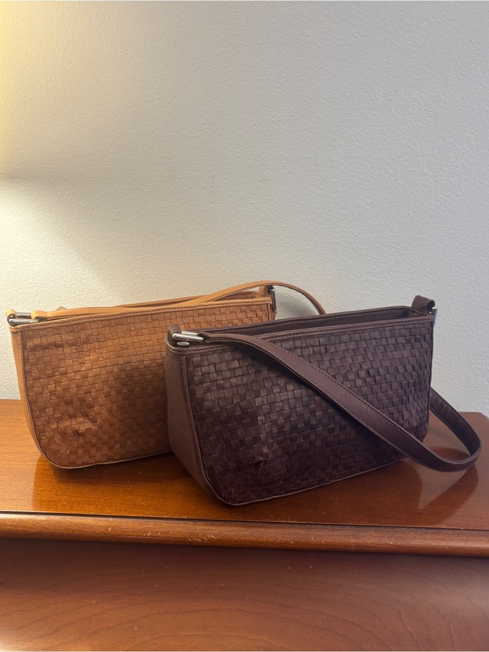 Bags by Pinky Genuine Leather Woven Shoulder Bag Bundle - Tan + Brown - Picture 2 of 16